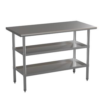 Flash Furniture Stainless Steel 18 Gauge Work Table with 2 Undershelves, Nsf Certified, 48&quot;W x 24&quot;D x 34.5&quot;H