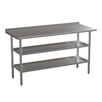 Flash Furniture Stainless Steel 18 Gauge Work Table with 1.5&quot; Backsplash And 2 Undershelves, 60&quot;W x 24&quot;D x 36&quot;H, Nsf