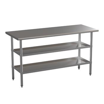 Flash Furniture Stainless Steel 18 Gauge Work Table with 2 Undershelves, 60&quot;W x 24&quot;D x 34.5&quot;H, Nsf