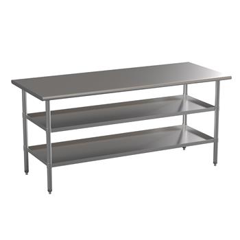 Flash Furniture Stainless Steel 18 Gauge Work Table with 2 Undershelves, 72&quot;W x 30&quot;D x 34.5&quot;H, Nsf