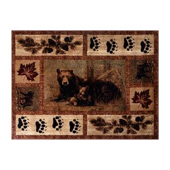 Flash Furniture Vassa Collection, Olefin Area Rug with Jute Backing, 2 ft x 3 ft, Mother Bear and Cubs Nature