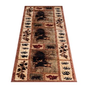 Flash Furniture Vassa Collection, Olefin Area Rug with Jute Backing, 2 ft x 7 ft, Mother Bear and Cubs Nature