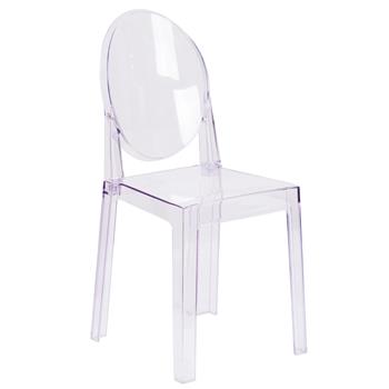 Flash Furniture Ghost Chair with Oval Back in Transparent Crystal