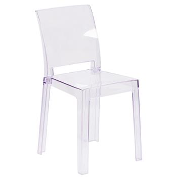 Flash Furniture Ghost Chair with Square Back, Transparent Crystal