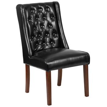 Flash Furniture HERCULES Preston Series Tufted Parsons Chair, Leather, Black