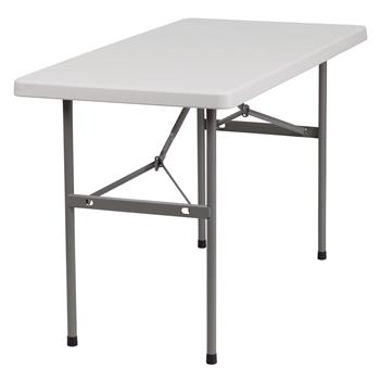 Flash Furniture Folding Table, Plastic, Granite White, 24&#39;&#39; W x 48&#39;&#39; L