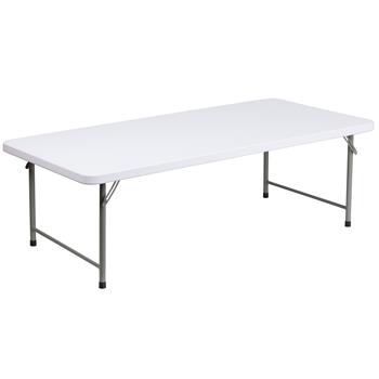 Flash Furniture Kid&#39;s Folding Table, 30&quot; W x 60&quot; L x 19&quot; H, Plastic, Granite White