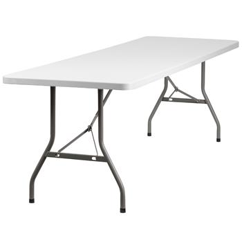 Flash Furniture Plastic Folding Table, Granite White, 30 in. W x 96 in. L