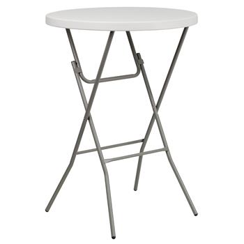 Flash Furniture Bar Height Folding Table, 32&quot; Round, Plastic, Granite White