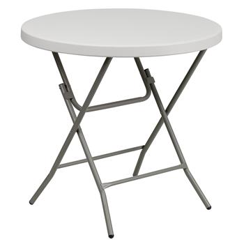 Flash Furniture Round Folding Table, Plastic, Granite White, 32&quot;