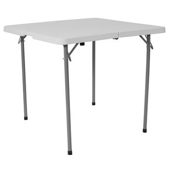 Flash Furniture Square Bi-Fold Granite Plastic Folding Table With Carrying Handle, 2.79&#39;, White
