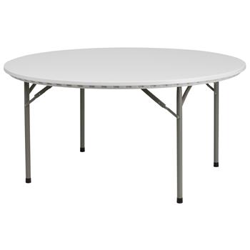 Flash Furniture 5-Foot Round Granite White Plastic Folding Table