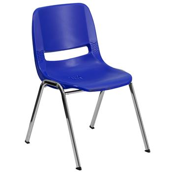Flash Furniture HERCULES Series 661 lb. Capacity Navy Ergonomic Shell Stack Chair with Chrome Frame and 16&#39;&#39; Seat Height
