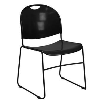 Flash Furniture HERCULES Series 880 lb. Capacity Black Ultra-Compact Stack Chair with Black Frame