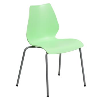 Flash Furniture Hercules Series Stack Chair, 770 lb Capacity, Lumbar Support, Silver Frame, Green