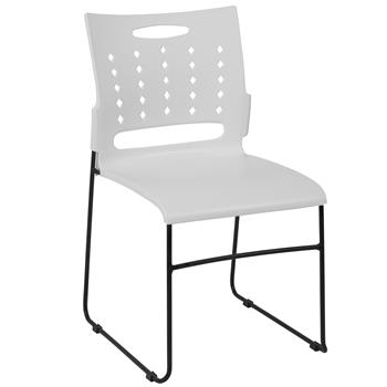 Flash Furniture Hercules Series Sled Base Stack Chair, 881 lb Capacity, Air-Vent Back, White