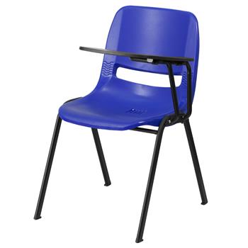 Flash Furniture Ergonomic Shell Chair With Left Handed Flip-Up Tablet Arm, Blue