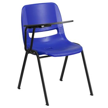 Flash Furniture Ergonomic Shell Chair with Right Handed Flip-Up Tablet Arm, Blue