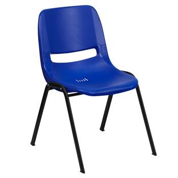 Flash Furniture HERCULES Series 880 lb. Capacity Blue Ergonomic Shell Stack Chair with Black Frame