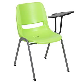 Flash Furniture Ergonomic Shell Chair With Left Handed Flip-Up Tablet Arm, Green