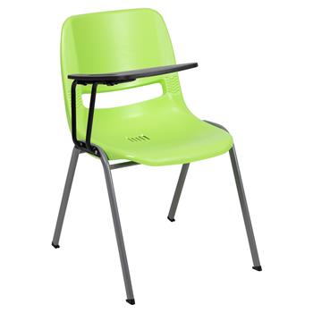 Flash Furniture Ergonomic Shell Chair With Right Handed Flip-Up Tablet Arm, Green