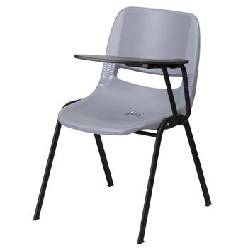 Flash Furniture Ergonomic Shell Chair With Left Handed Flip-Up Tablet Arm, Gray