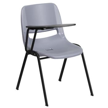 Flash Furniture Ergonomic Shell Chair With Right Handed Flip-Up Tablet Arm, Gray