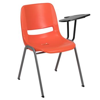 Flash Furniture Ergonomic Shell Chair With Left Handed Flip-Up Tablet Arm, Orange