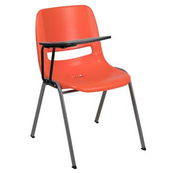 Flash Furniture Ergonomic Shell Chair With Right Handed Flip-Up Tablet Arm, Orange