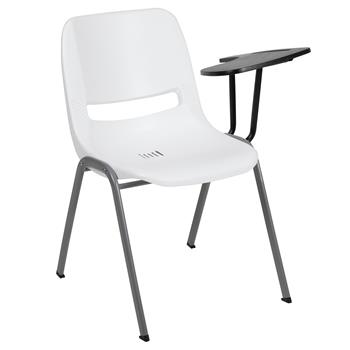 Flash Furniture Ergonomic Shell Chair With Left Handed Flip-Up Tablet Arm, White