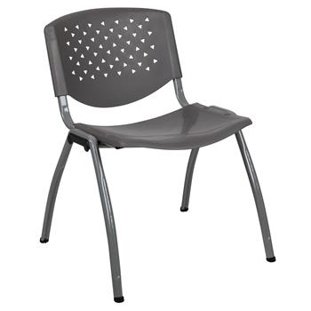 Flash Furniture Hercules Series 880 lb. Capacity Gray Plastic Stack Chair With Titanium Gray Powder Coated Frame