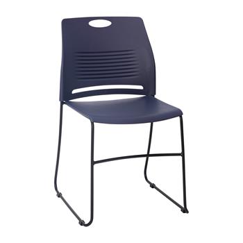 Flash Furniture Hercules Series Sled Base Frame Plastic Stack Chair, 660 lb Capacity, Commercial Grade, Black Powder Frame, Integrated Carrying Handle, Navy