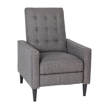 Flash Furniture Ezra Mid-Century Modern Upholstered Button Tufted Pushback Recliner, Gray Fabric