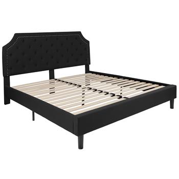 Flash Furniture Brighton King Size Tufted Upholstered Platform Bed In Black Fabric