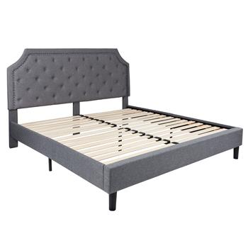 Flash Furniture Brighton King Size Tufted Upholstered Platform Bed In Light Gray Fabric