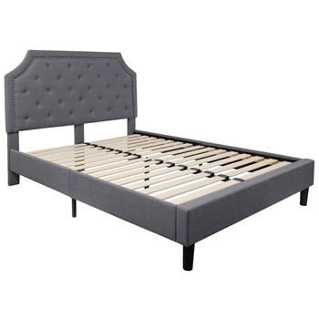 Flash Furniture Brighton Queen Size Tufted Upholstered Platform Bed In Light Gray Fabric