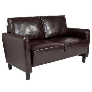 Flash Furniture Candler Park Upholstered Loveseat, Brown LeatherSoft