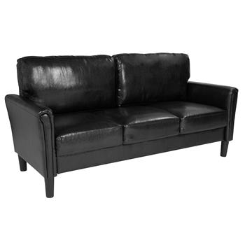 Flash Furniture Bari Upholstered Sofa, Black LeatherSoft