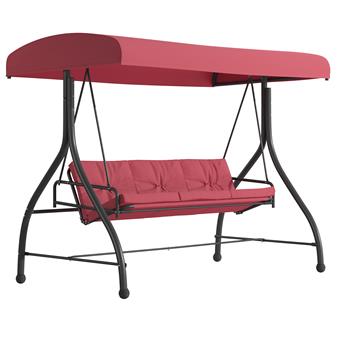 Flash Furniture 3-Seat Outdoor Patio Swing Canopy Hammock With Cushions, Steel, Maroon