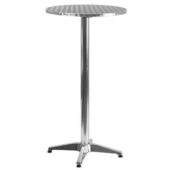 Flash Furniture Round Indoor/Outdoor Folding Bar Height Table with Base, Aluminum, 23.25&#39;&#39;