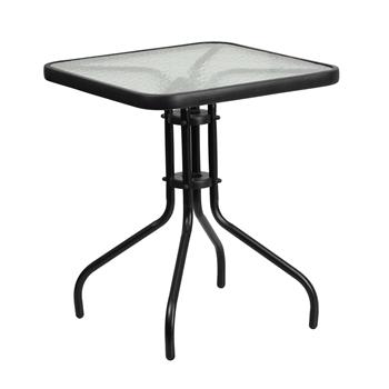 Flash Furniture 23.5&#39;&#39; Square Tempered Glass Metal Table