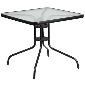 Flash Furniture 31.5&#39;&#39; Square Tempered Glass Metal Table