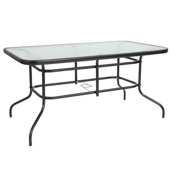 Flash Furniture 31.5&quot; x 55&quot; Rectangular Tempered Glass Metal Table