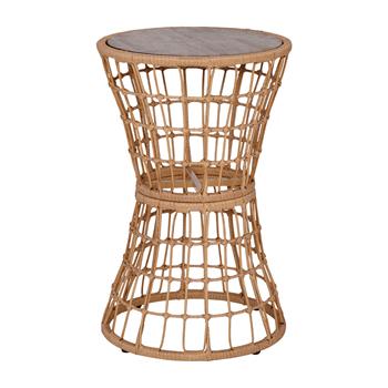 Flash Furniture Devon Indoor/Outdoor Rattan Rope Table with Acacia Wood Top, Natural Finish