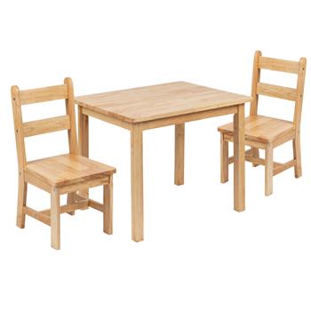 Flash Furniture Kids Solid Hardwood Table And Chair Set For Playroom, Bedroom, Kitchen, 3 Piece Set, Natural
