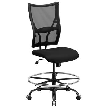 Flash Furniture HERCULES Series Big &amp; Tall 400 lb. Rated Black Mesh Drafting Chair
