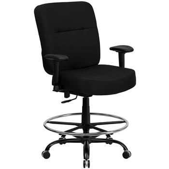 Flash Furniture HERCULES Series Big &amp; Tall 400 lb. Rated Black Fabric Drafting Chair with Adjustable Arms