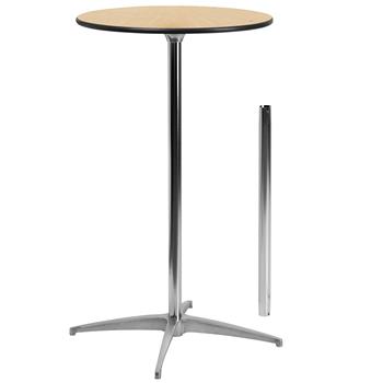 Flash Furniture 24&#39;&#39; Round Wood Cocktail Table With 30&#39;&#39; And 42&#39;&#39; Columns
