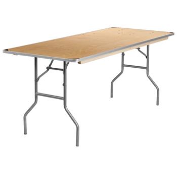 Flash Furniture Heavy Duty Folding Banquet Table with Metal Edges and Protective Corner Guards, 30&quot; x 72&quot;, Birchwood