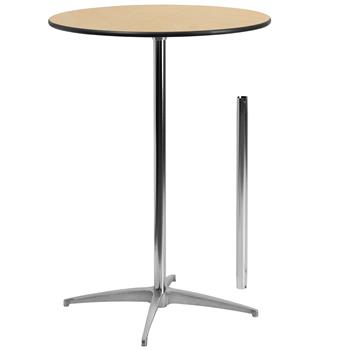 Flash Furniture Cocktail Table with 30&#39;&#39; and 42&#39;&#39; Columns, Wood, 30&quot; Round